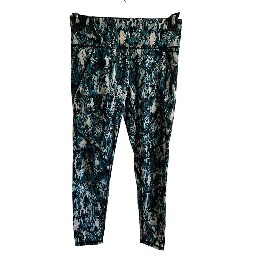 Sweaty Betty The Power 7/8 Length Blue Printed‎ Leggings with Pockets - Small